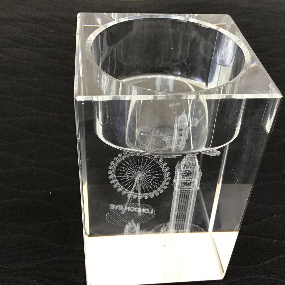 CRYSTAL LASER England CANDLE HOLDER